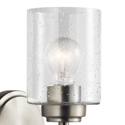Kichler Winslow 9.25" Wall Sconce in Brushed Nickel, 1-Light Modern Wall Mount Fixture with Clear Seeded Glass , 45910NI
