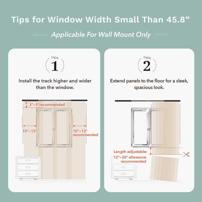 GoDear Design Adjustable Sliding Glass Door Blinds, Panel Track Vertical Patio Door Blinds, Extendable Track from 45.8" to 86" W, Trimmable Panel Curtains Up to 96", Semi-Privacy, Crown Zipper