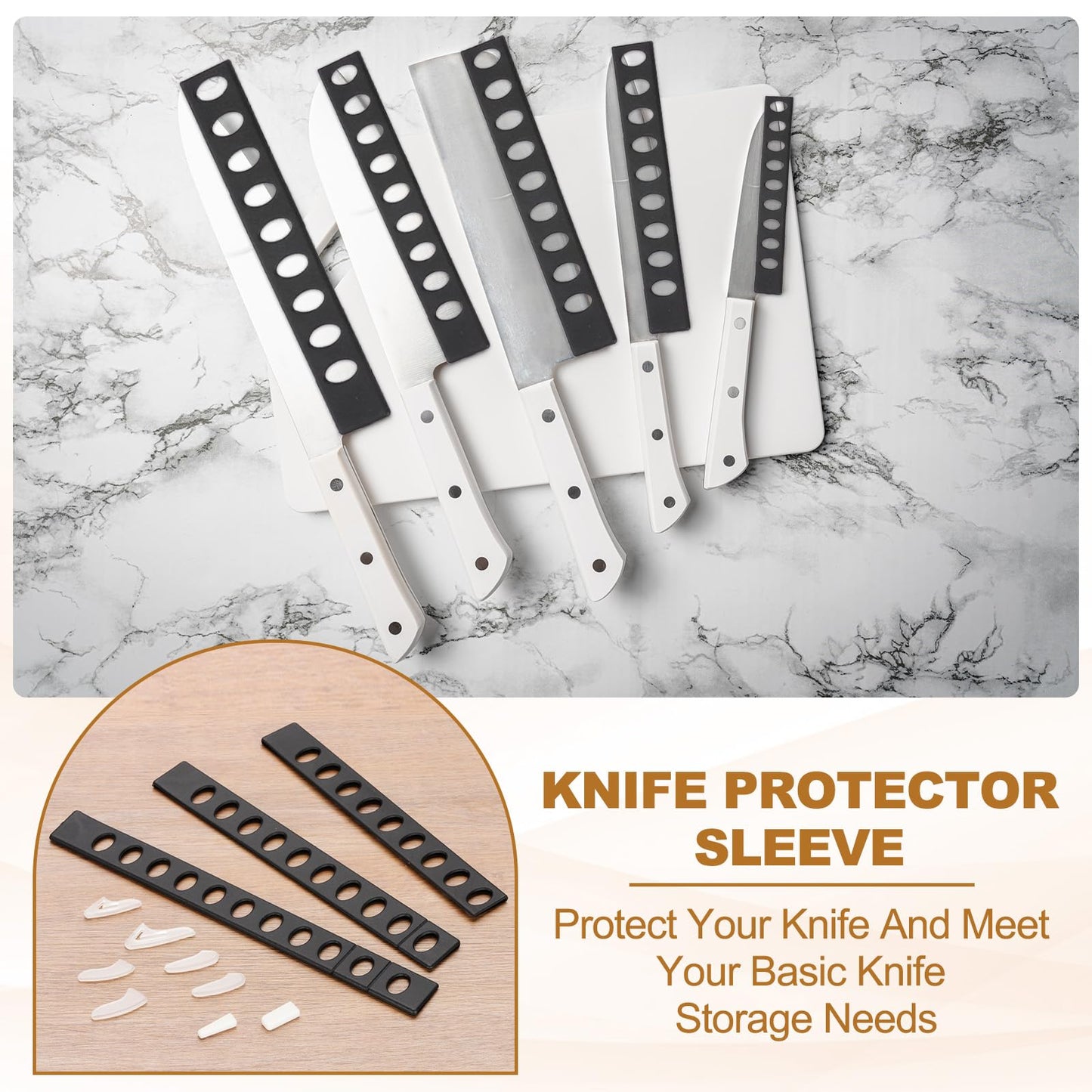 PATIKIL 24Pcs PP Universal Blade Edge Guard Cover, Blade Cutting Edge Sleeve of 8" Blade Cover for Kitchen, Dining Room, Black