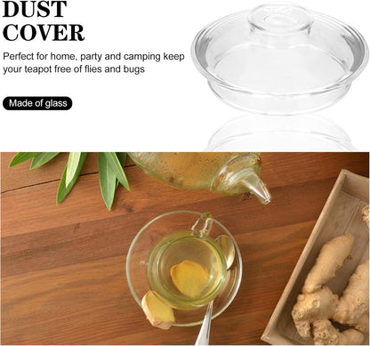Cabilock 2pcs Replacement Glass Lid for Tea Kettle, Transparent Beverage Dispenser Lid, Household Tea Cup Covers
