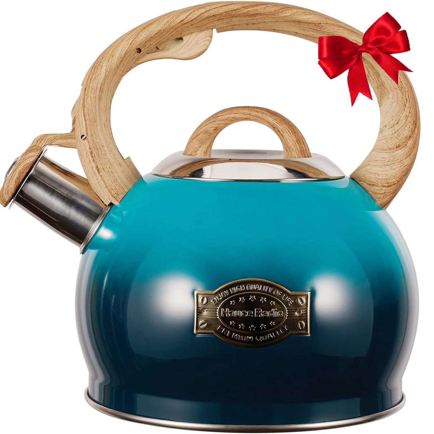 Hauce Radio Tea Kettle, Whistling Stovetop Teapot Food Grade Stainless Steel Tea Kettles for Stove Top with Anti-hot Ergonomic Handle,Kettle Spout for Tea, Coffee or Milk, 2.1 Quart Tea Pots