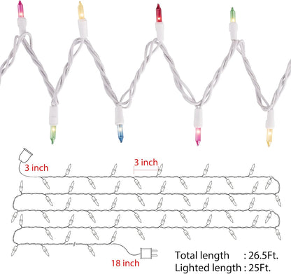 26.5 100 Count Set Easter Decorations Mini String Lights - feet Mini Light on White Wire Plug in End to End Connectable