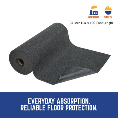 Spilfyter Universal Absorbent Traction Mat with Cling Technology | 34" x 100' | 1 Roll | Anti-Slip, Durable Walkway Safety Solution – Absorbs Oil & Water-Based Fluids | STM-9700
