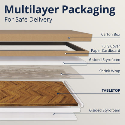 Howizz 60x25 in Solid Wood Table Top - 1in Thick Butcher Block Countertop for Standing Desk, Office Table, Workbench, DIY Furniture Projects, Teak Look Chevron