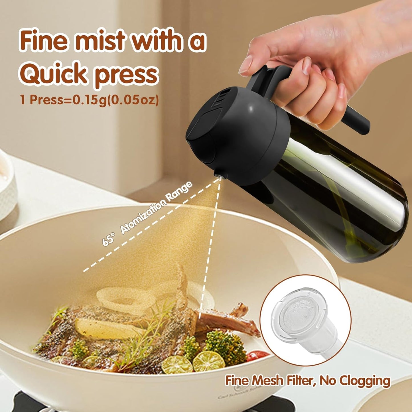 YARRAMATE 2-Pack 16oz Light Blockage Dark Oil Sprayer | Food-Grade Olive Oil Dispenser - Green Glass