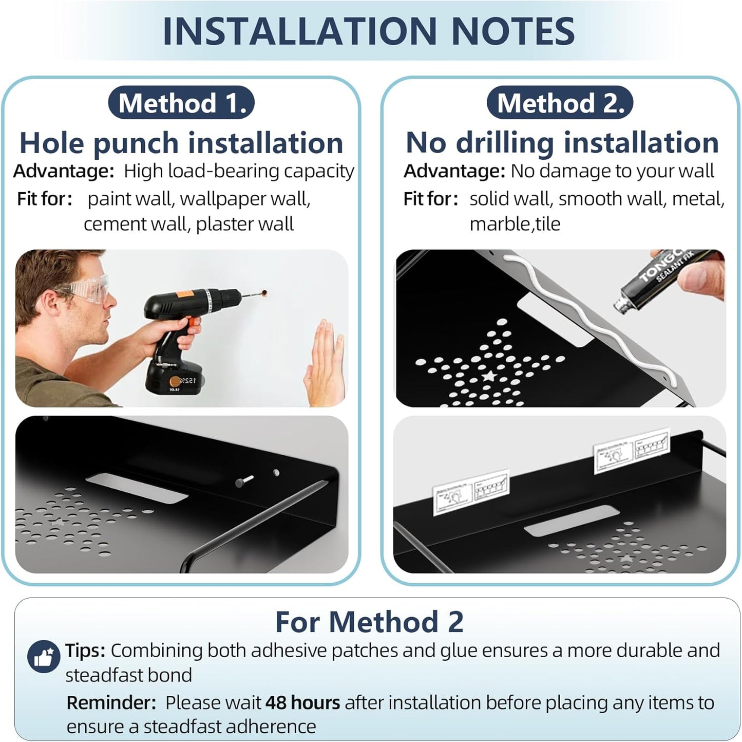 Floating Shelves for Projector, Metal Wifi Router Shelf, Wall Mount for Cable Box, DVD Player, TV Box/Game Console