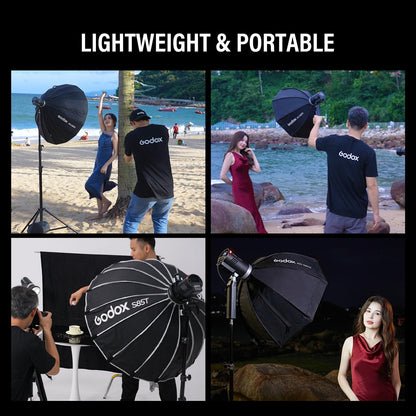 GODOX AD300Pro II AD300 Pro II TTL HSS Studio Outdoor Strobe Flash Monolight Kit with AD-S60S Softbox, WB300P Battery, AD-R14 Standard Reflector and BD-10 Barn Door Set