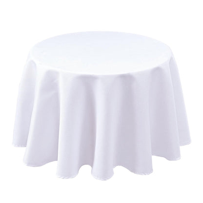 Biscaynebay Textured Fabric Round Tablecloths 60 Inches for Tables diameters from 28" to 48", White Table Cloth Water Resistant Small Circle Folding Table Covers for Dining Kitchen Wedding Parties