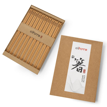 Elihome Premium Wood Fiber Chopsticks, Dishwasher Safe, Heat Resistant, Reusable Japanese Chinese Chopsticks, 26cm/10.25inch, Natural, 10 Pair