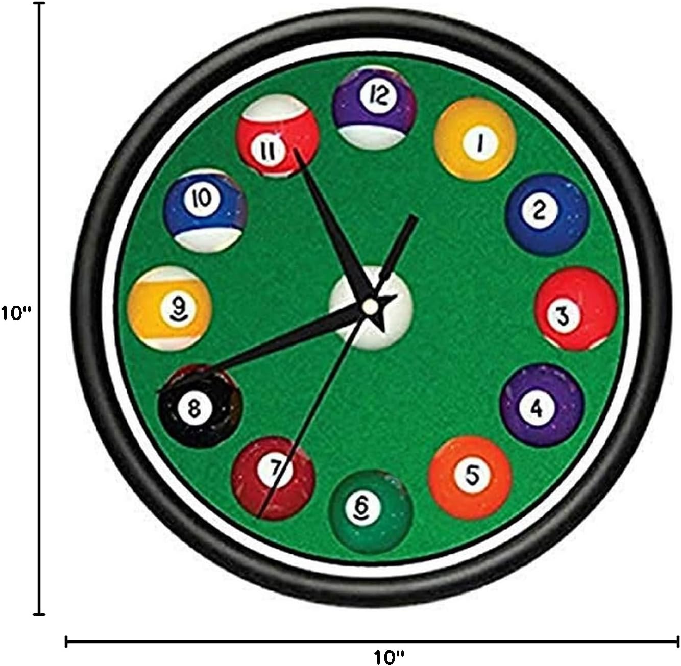 SignMission Pool Balls Wall Clock, Billiards Game Room Cue
