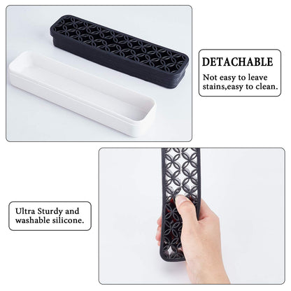 GORGECRAFT Sew Desktop Organizers Silicone Makeup Brush Holder Cosmetic Painting Pen Holders Storage Box Make up Brush Sewing Tool Stand Holder for Stash Store Brush Toothbrush (Black)