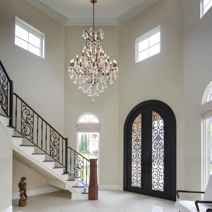 HUANXISHA 24 Lights Large Crystal Chandeliers Maria Theresa Chandelier for High Ceilings Vintage Chandelier Light Fixture Foyer Hallway Entryway Staircase 55.1" H x 39.4" D