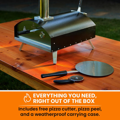 Stoke 16 Inch Outdoor Pizza Oven – Portable Outdoor Pizza Maker for Backyard, Camping, or Tailgating – Stainless Steel Multi-Fuel Oven with Pizza Stone & Accessories