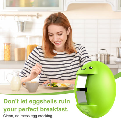 PowCube Egg Cracker, Silicone Egg Shell Opener, Cute Egg Shaped Design, Opens Eggs with Ease, A Little Happiness Boost for Your Kitchen. (Color: Green, 1-Pack)