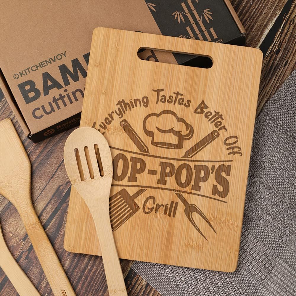 Grandpa Cutting Board - Gifts for Grandpa from Grandkids - Pop Gifts for Father's Day - Kitchen Gift for Christmas,