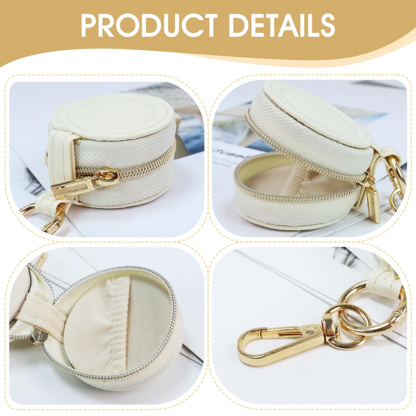AUUTI Portable Ring Keychain Holder - White Jewelry Holder
