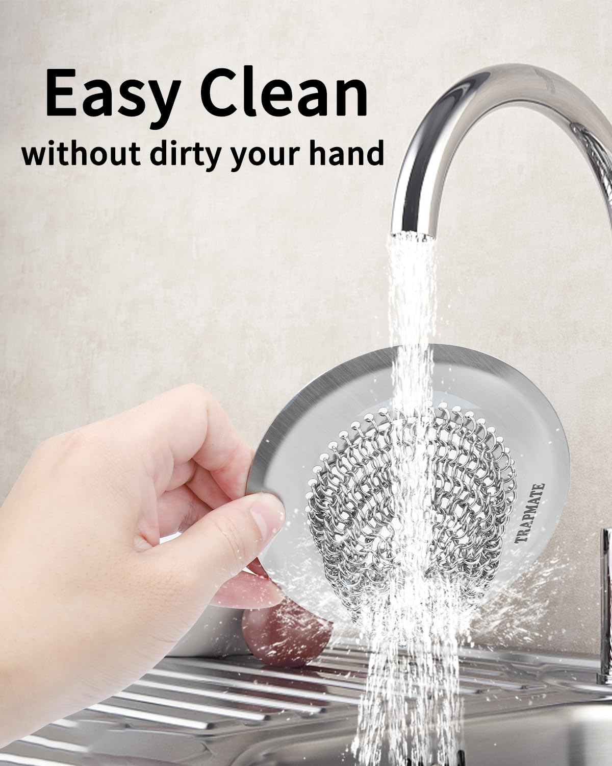 TRAPMATE 2 Pack Bathroom Sink Drain Strainer, 4.4" Fast Drainage Shower Drain Hair Catcher, Anti-Slip Bathtub Drain Hair Catcher, Stainless Steel Shower Drain Cover for Tub, Sink (Patented Product)