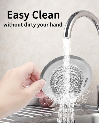TRAPMATE 2 Pack Bathroom Sink Drain Strainer, 4.4" Fast Drainage Shower Drain Hair Catcher, Anti-Slip Bathtub Drain Hair Catcher, Stainless Steel Shower Drain Cover for Tub, Sink (Patented Product)