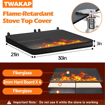 TWAKAP Gas Stove Covers For Gas Stove Top Keep clean, Gas Stove Top Sapce Extend, Upgrade 3-layer Cover with built-in hard board,30" x 21" Waterproof Foldable Gas Stove Top Covers