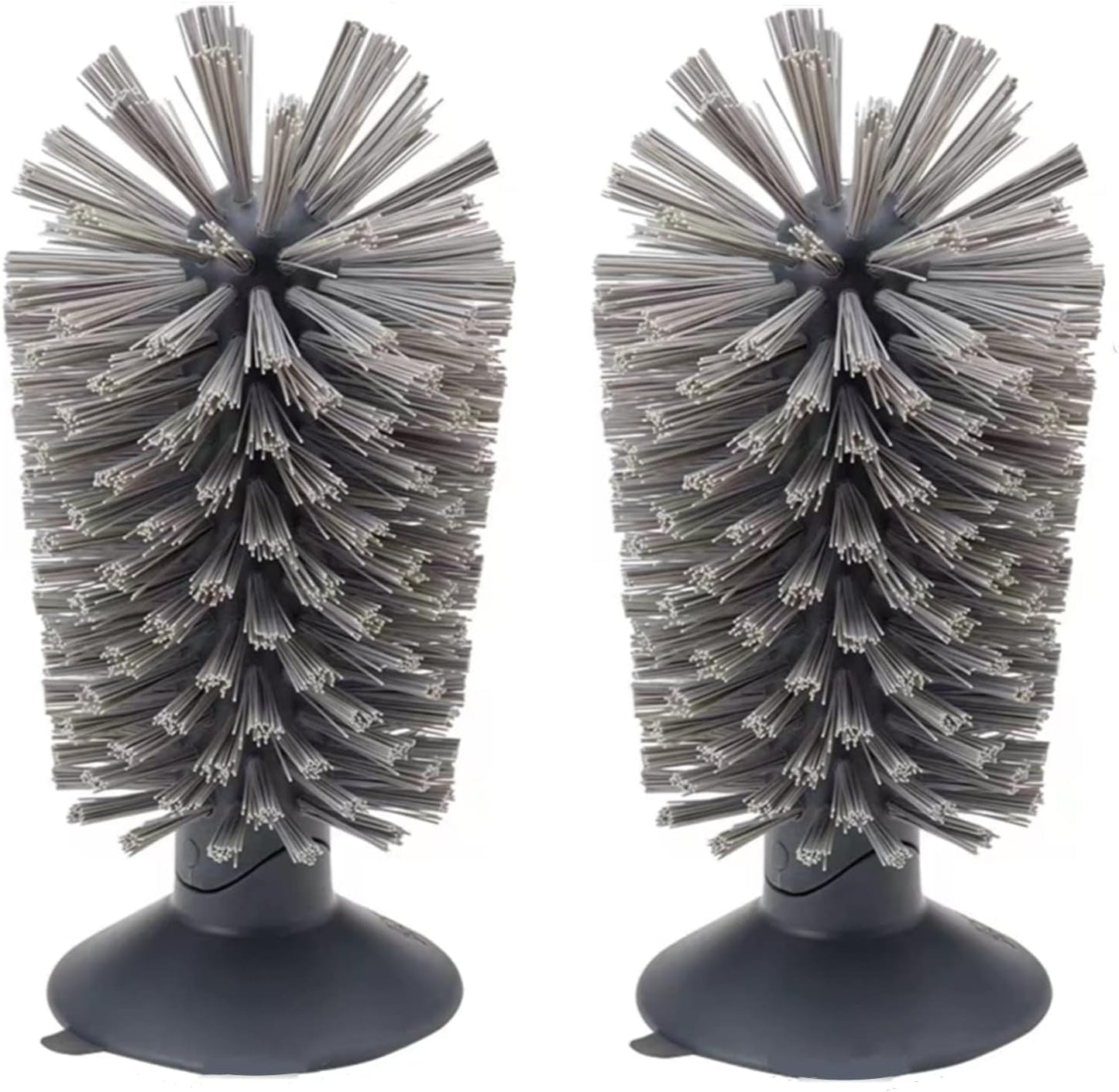 2PCS Glass Cleaning Brush with Suction Cup, Stable Kitchen Bottle and Wine Cup Cleaner, Gray