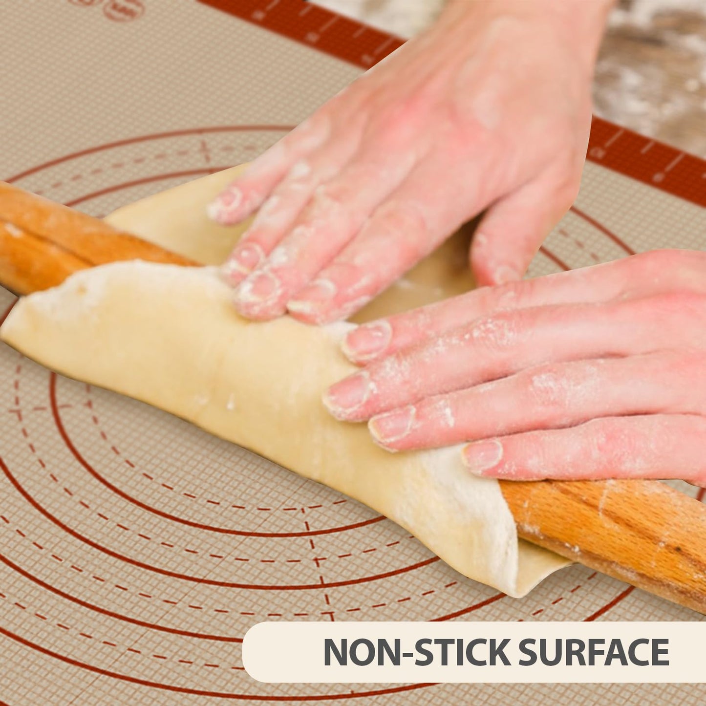 Silicone Baking Mat, 24" x 16" Baking Mat, Pastry Rolling Sourdough Baking Mat Supplies for Making Pizza, Pie, Cookies, Bread
