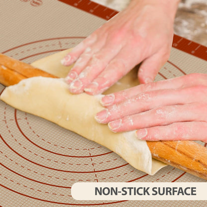Silicone Baking Mat, 24" x 16" Baking Mat, Pastry Rolling Sourdough Baking Mat Supplies for Making Pizza, Pie, Cookies, Bread