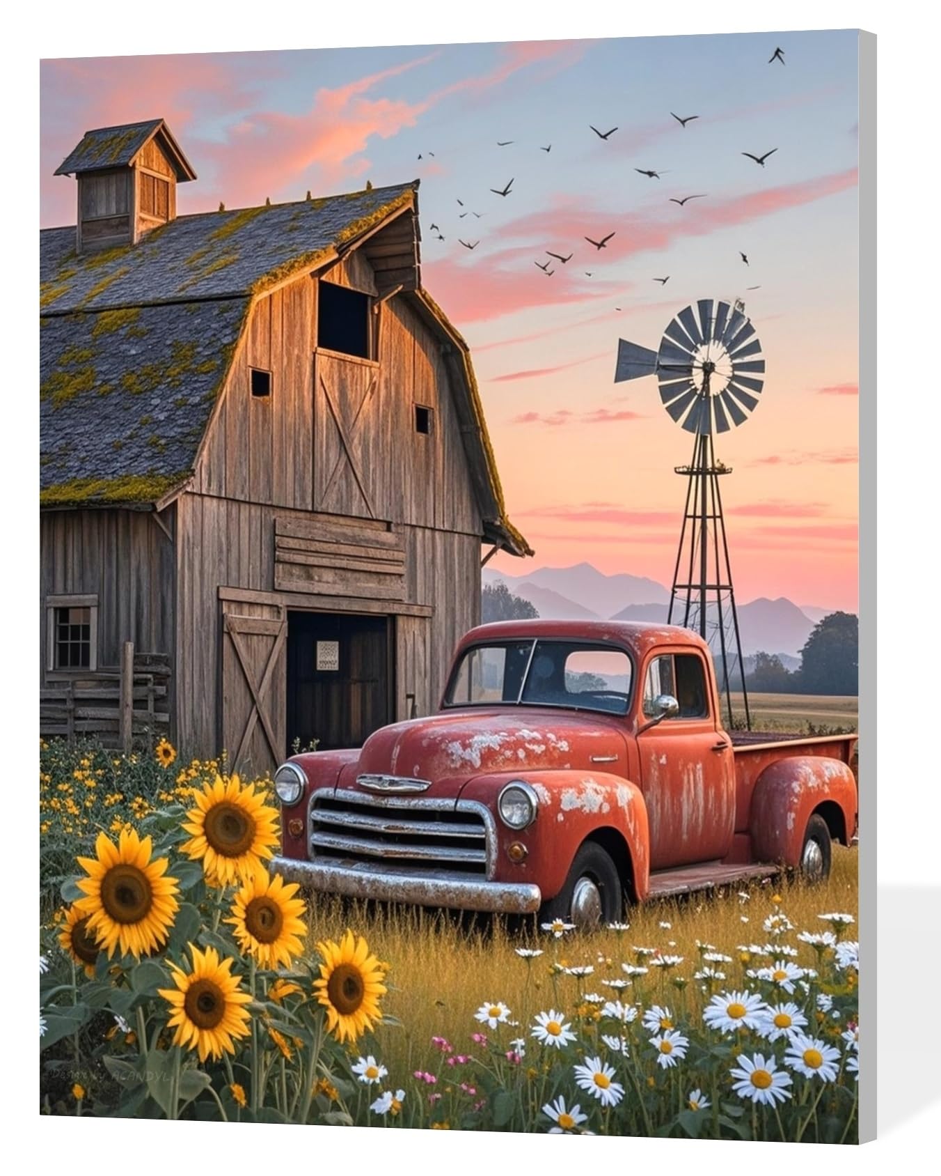 ACANDYL DIY Paint by Numbers Kit for Adults Beginner Farm Paint by Number for Adults Canvas Painting by Number DIY Acrylic Oil Painting on Canvas Arts Craft Decoration Sunflower 16x20 inch
