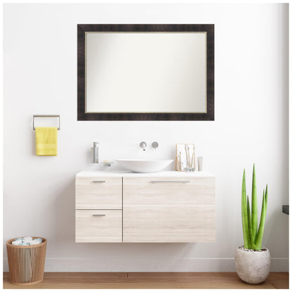 Amanti Art Bronze Bathroom Mirror for Over Sink, 29x41 Odin Antique Bronze Rectangle Vanity Mirror, Large Modern Wood Frame, Hangs Horizonally and Vertically, Bathroom Wall Decor, Non-Beveled Edge