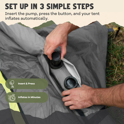 Oaktiv Inflatable Tents for Camping - CloudCamp Glamping Tent for 6 People Waterproof Oxford Fabric(210D), Quick Setup Air Tent with Manual & Battery Pump, UV Protection, 4-Season Inflatable Tent