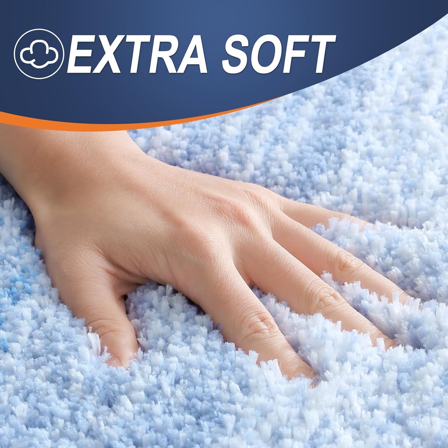 OLANLY Large Bath Rugs - Extra Soft Microfiber Mat 44x32 | Quick-Dry, Washable, Rubber Backing - Light Blue