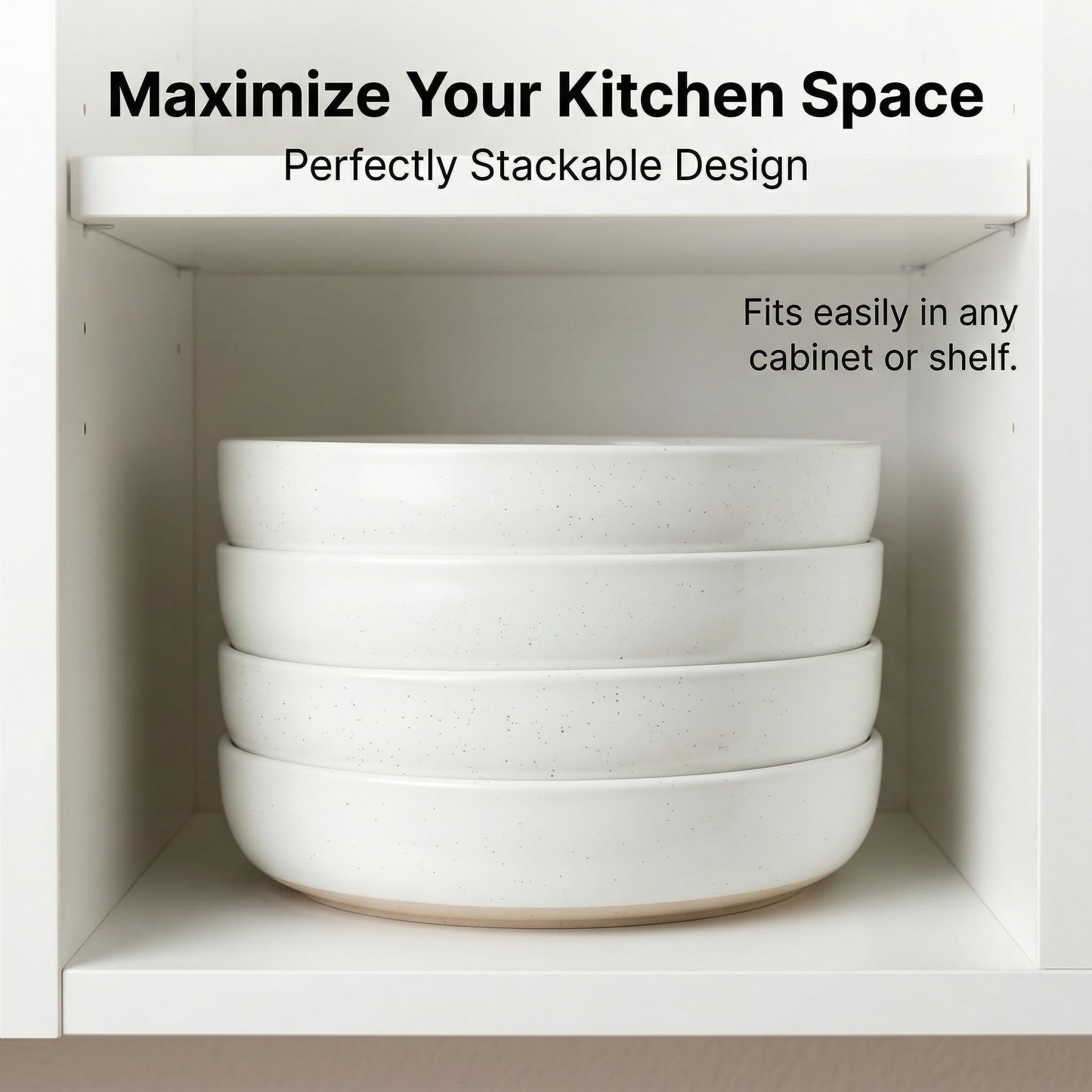Gencywe 8.3" Pasta Bowls Set of 4, 34 oz Ceramic Salad Bowls, White Serving Plate, Wide and Shallow Bowl for for Fruits, Noodle, Dinner, Housewarming Wedding Christmas Dishwasher and Microwave Safe