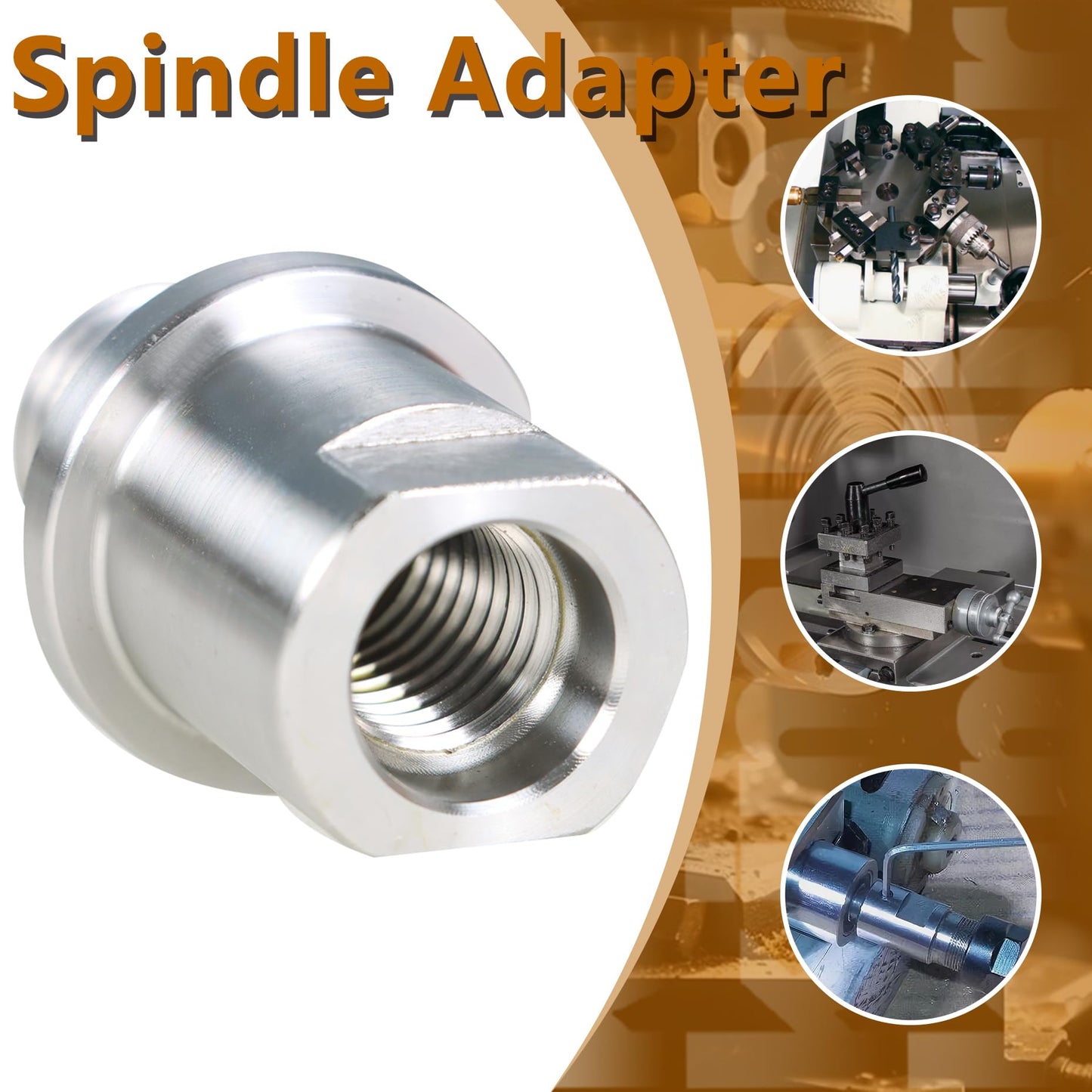 kimllier Wood Lathe Chuck Spindle Adapter, Lathe Headstock Spindle Adapter Converts 3/4 Inch x 10 TPI to 1 Inch x 8TPI for Woodworking Lathe