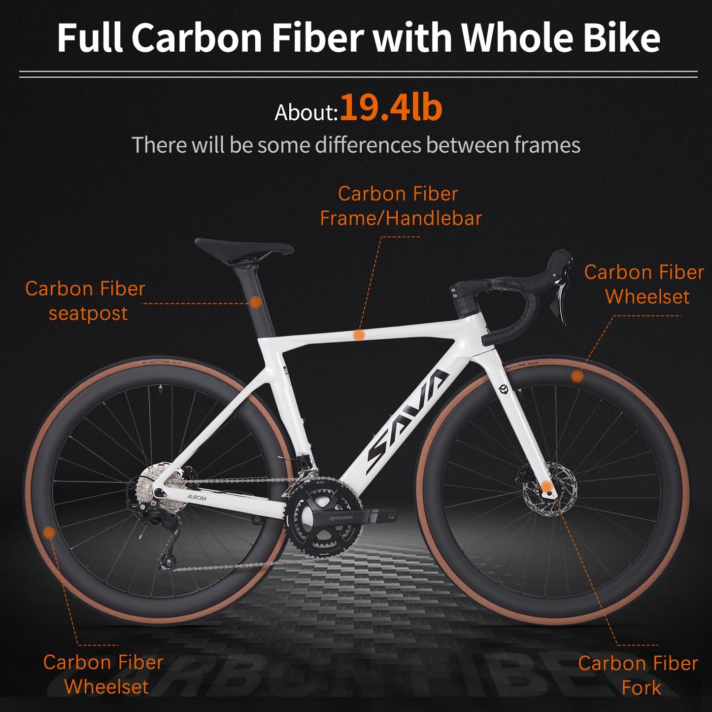 SAVADECK Carbon Fiber Road Bike, Hydraulic Oil Disc Bike with Carbon Fiber Frame and Wheelset, Lightweight Full Carbon Racing Bicycle with Shimano R7120 24S Shift Set for Adults(Black,47cm)