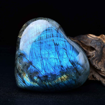 Extra Large Heart Crystal Stones Healing Crystal Palm Polished Love Shaped Gemstones Blue Labradorite Heart Rock Meditation Gift 3.0-3.5 Pounds