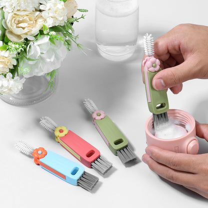 BXUYAOXMC 3 in 1 Cup Lid Cleaning Brush, 180° Rotatable Bottle Brush Gap Cleaner, Multifunctional Crevice Cleaning Brush Set for Baby Bottle, Water Bottle, Tumbler & Kitchen Mugs, 12 Pack Hangable
