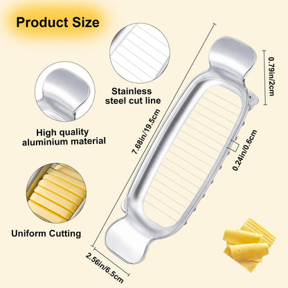 Butter Slicer Cutter & Cheese Cutter–Multi-Use Kitchen Tool for Evenly Slicing Butter Blocks, Cheeses, Eggs & Soft Fruits–Non-Stick，Compact & Portable for Home, BBQ, Camping（2 PACK)