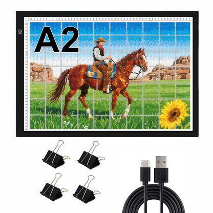 A2 Extra Large Tracing LED Light Pad for Diamond Art, Sketching, Painting - Adjustable Brightness, Sketching, Tracing - USB Powered DIY Diamond Art Light Box - No mesh No dot