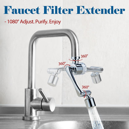 Sink Water-Filter 1080-Rotating Faucet Extender - Kitchen Bathroom Swivel Faucet Aerator, Water Filter with Active Carbon for Water Purifier System & Skin Care, Kitchen Faucet Filter Tap Attachment