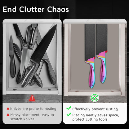 Hollory Kitchen Knife Guards Set, Universal Blade Covers, Abs Plastic BPA-Free Blade Protector with Velvet Lining, Professional Kitchen Knife Storage Solution for Home Cooks, Black (2 Pcs)