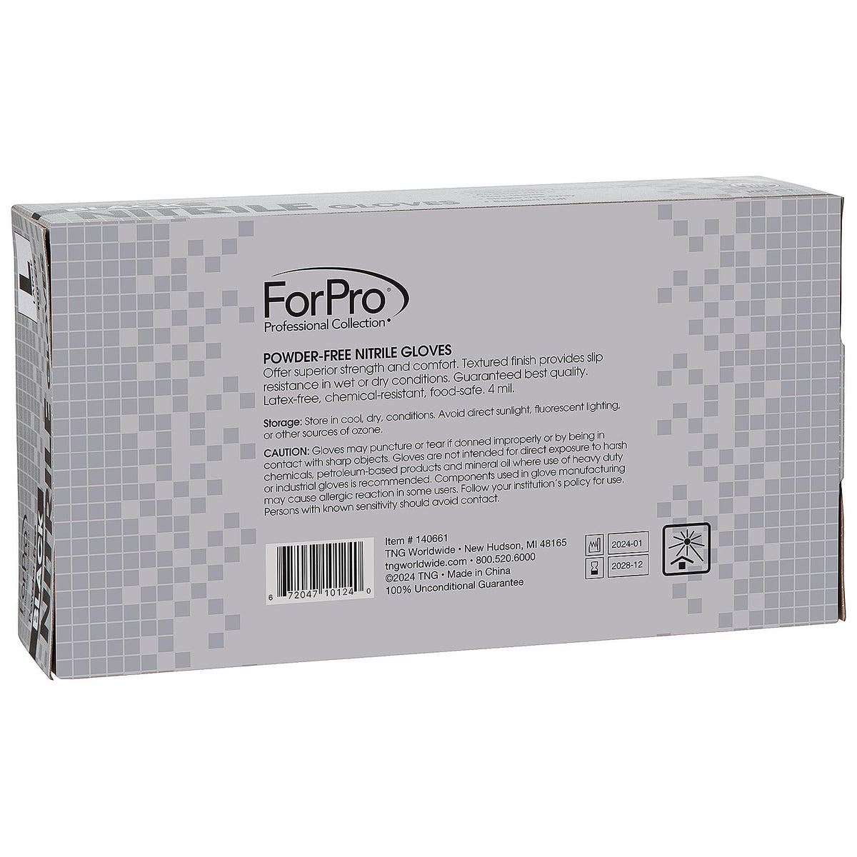 ForPro Professional Collection Disposable Nitrile Gloves, Chemical Resistant, Powder-Free, Latex-Free, Non-Sterile, Food Safe, 4 Mil, Black, Large, 100-Count