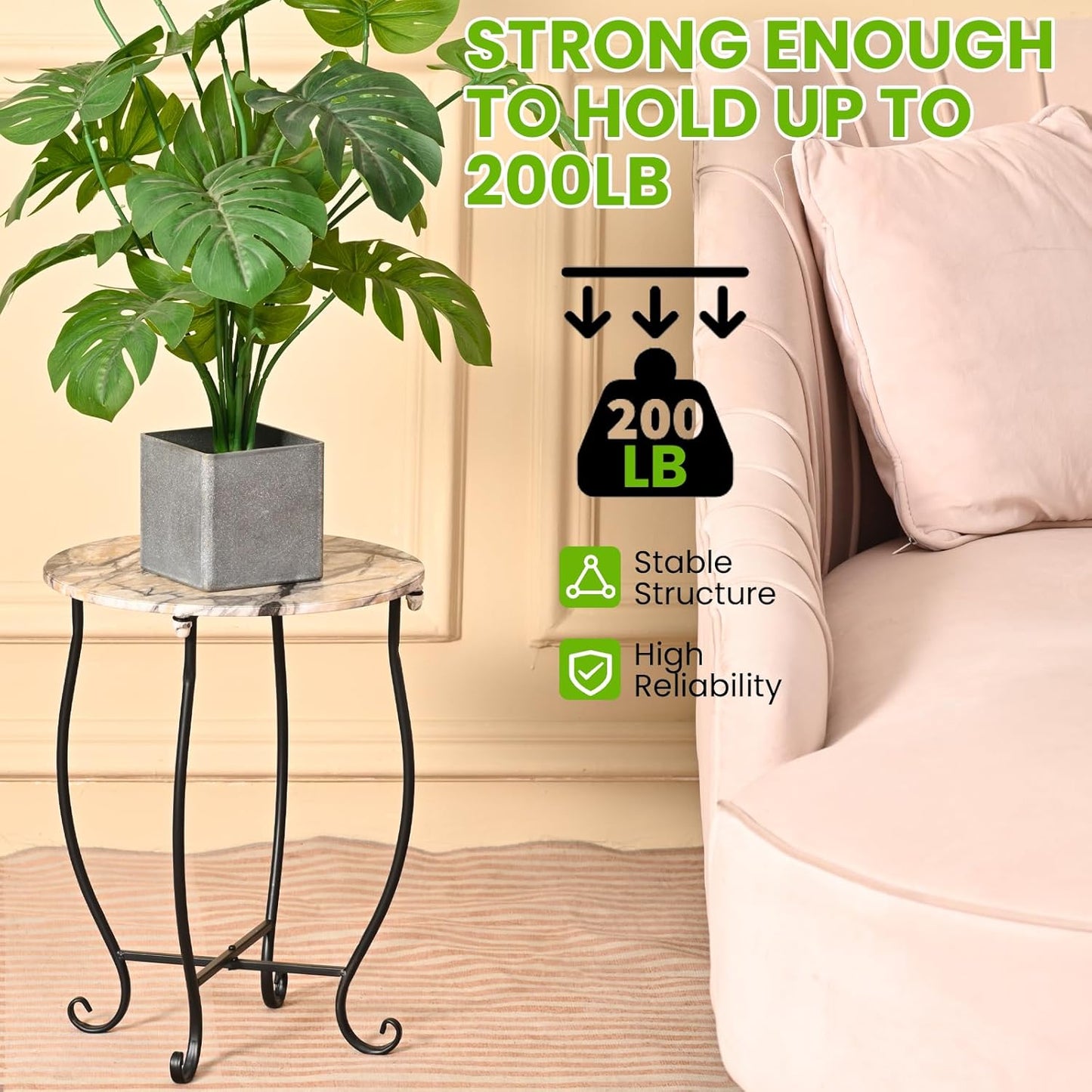 Aonagi 14" Patio Side Table, Versatile Round Side Table for Balcony Yard Porch Bedside Rocking Chair and Pool Chair