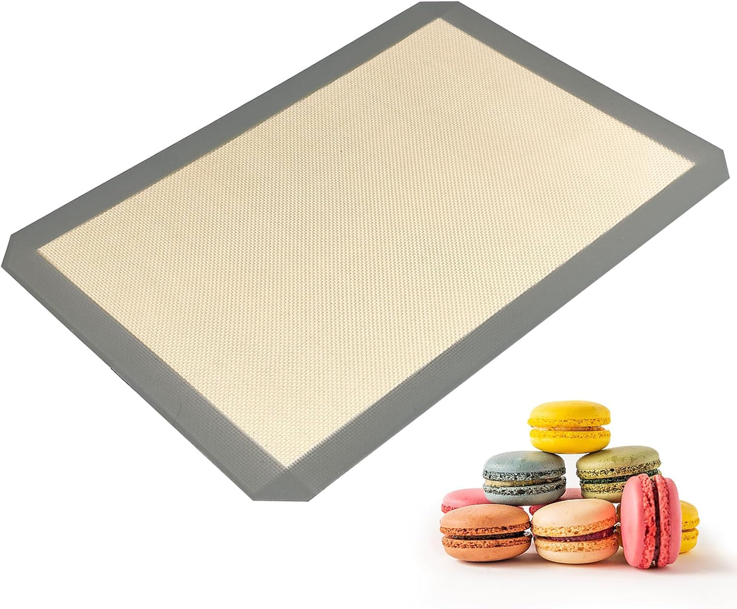 Macaron Silicone Baking Mat, 48 Capacity Almond Muffin Chocolate Chip Cookies (Grey)