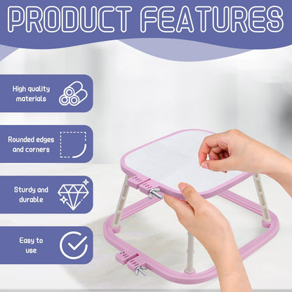 2-Layer Small Embroidery Hoop Stand, Square Hands Free Embroidery Frame for DIY Crafts, ABS Plastic Cross Stitch Hoop Holder for Craft Sewing, Needlework (Purple)
