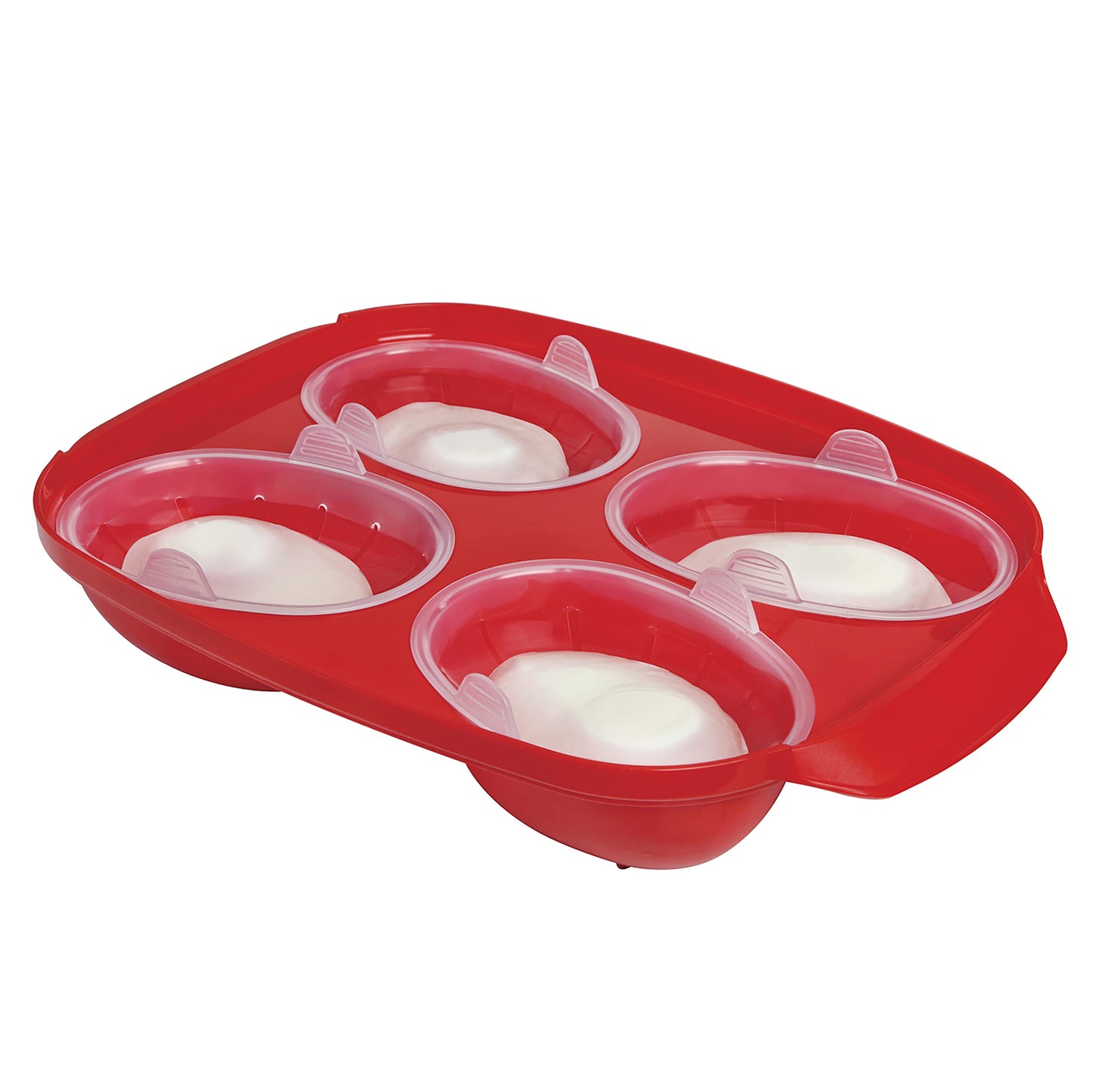 Sistema Microwave Poacher for up to 4 Eggs, Red/Clear, 28.7 x 20.5 x 8.4 cm