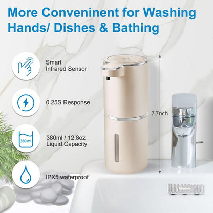 Gotofine Automatic Liquid Soap Dispenser,4-Level Adjustable, Wall Mount,USB Rechargeable,12.8oz/ 380ml,Touchless Hand & Dish Soap Dispenser for Bathroom, Kitchen,Hotel, Restaurant