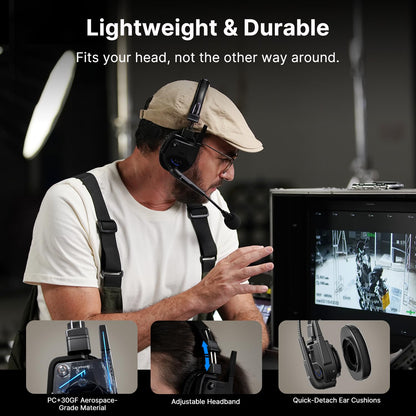 Saramonic WiTalk9SE-4S Wireless Intercom Headset System, 4 Person Full-Duplex 2.4GHz Wireless Single-Ear Noise-Canceling Headset Intercom System for Event TV Documentary Production