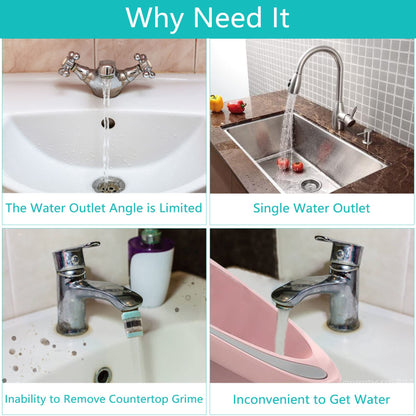 1080°Swivel Faucet Extender, Sink Water Faucet Aerator Extension in Brass, Swivel Robotic Arm Bathroom Faucet Extender, Kitchen Rotating Extension Filter with 2 Mode Splash