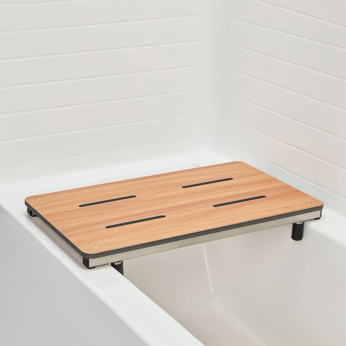 27 inch Bridgeport Removable Portable Tub Seat, Teak Phenolic