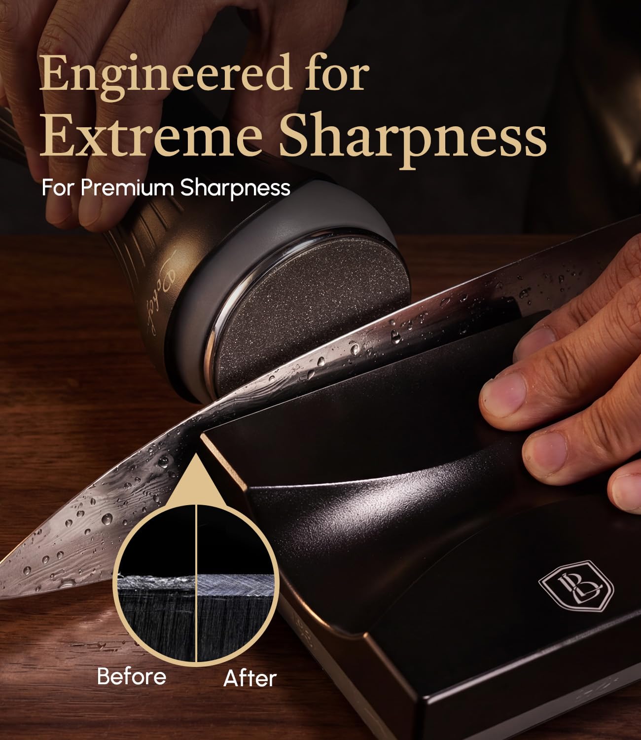 Lebof Rolling Knife Sharpener with Diamond Disc, Magnetic Base with 4 Sharpening Angles, Aluminum Alloy Body, Anti-Slip