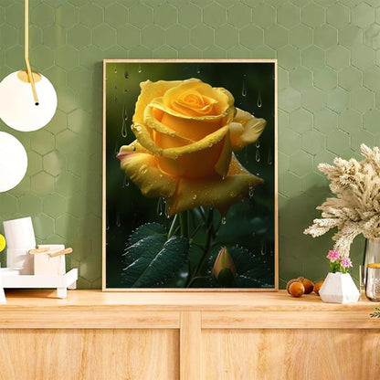 Diamond Painting Kits for Adults, Round Full Drill Diamond Painting Kits 5D DIY Diamond Painting Kits Beautiful Yellow Rose Diamond Art Kits for Home Wall Decor 12x16 inch